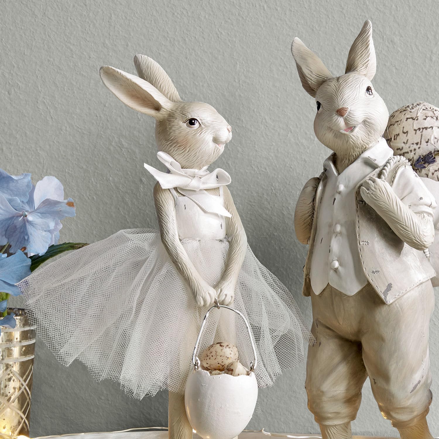 Loberon Hase 2er Set Perpignan, beige | detailreich gestaltet, handbemalt, nostalgischer Charme, Ostern, Osterhase, Osterdekoration, Osterfigur, Polyresin