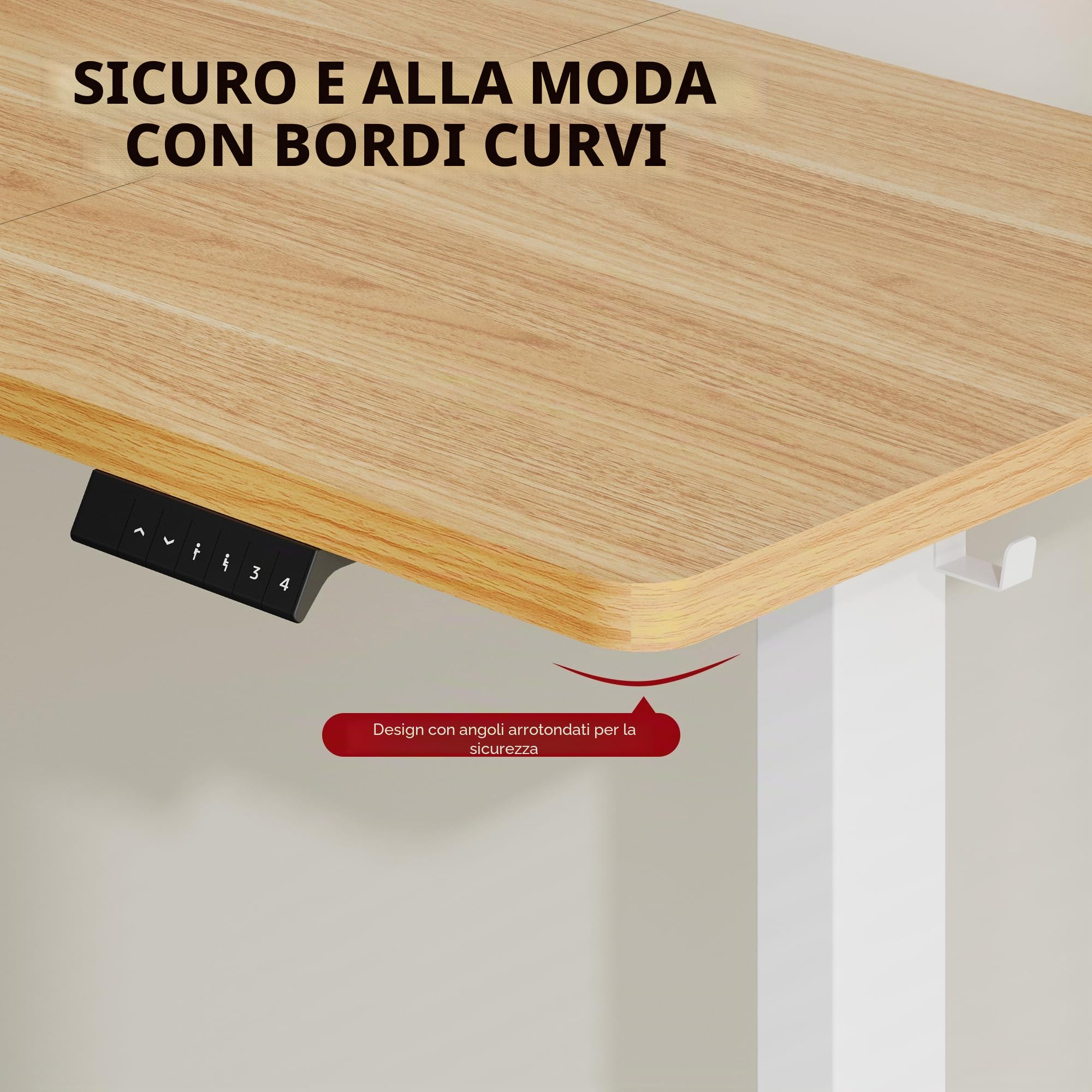 SANODESK Scrivania Regolabile in Altezza con Piano Completo – Inclusi 4 Accessori: Portabicchieri, Gancio, Contenitore e Gestione Cavi, con Funzione di Memoria, per Ufficio e Tempo Libero