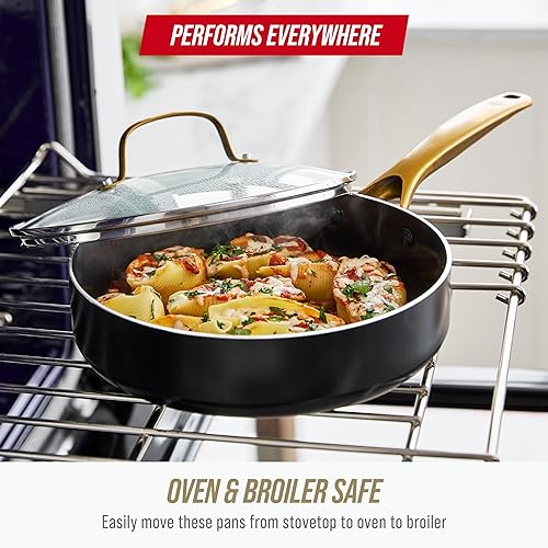 Miniatura 8 de Blue Diamond - Juego de 14 piezas de ollas y sartenes antiadherentes para inducción, con infusión de diamante, sin PFAS, de cerámica, apto para