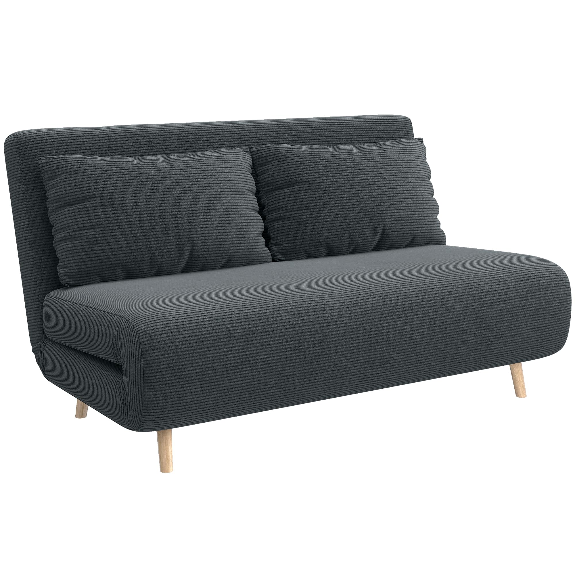 HOMCOM 3 in 1 Schlafsofa Klappbar 191 x 141 cm Schlaffunktion Dunkelgrau