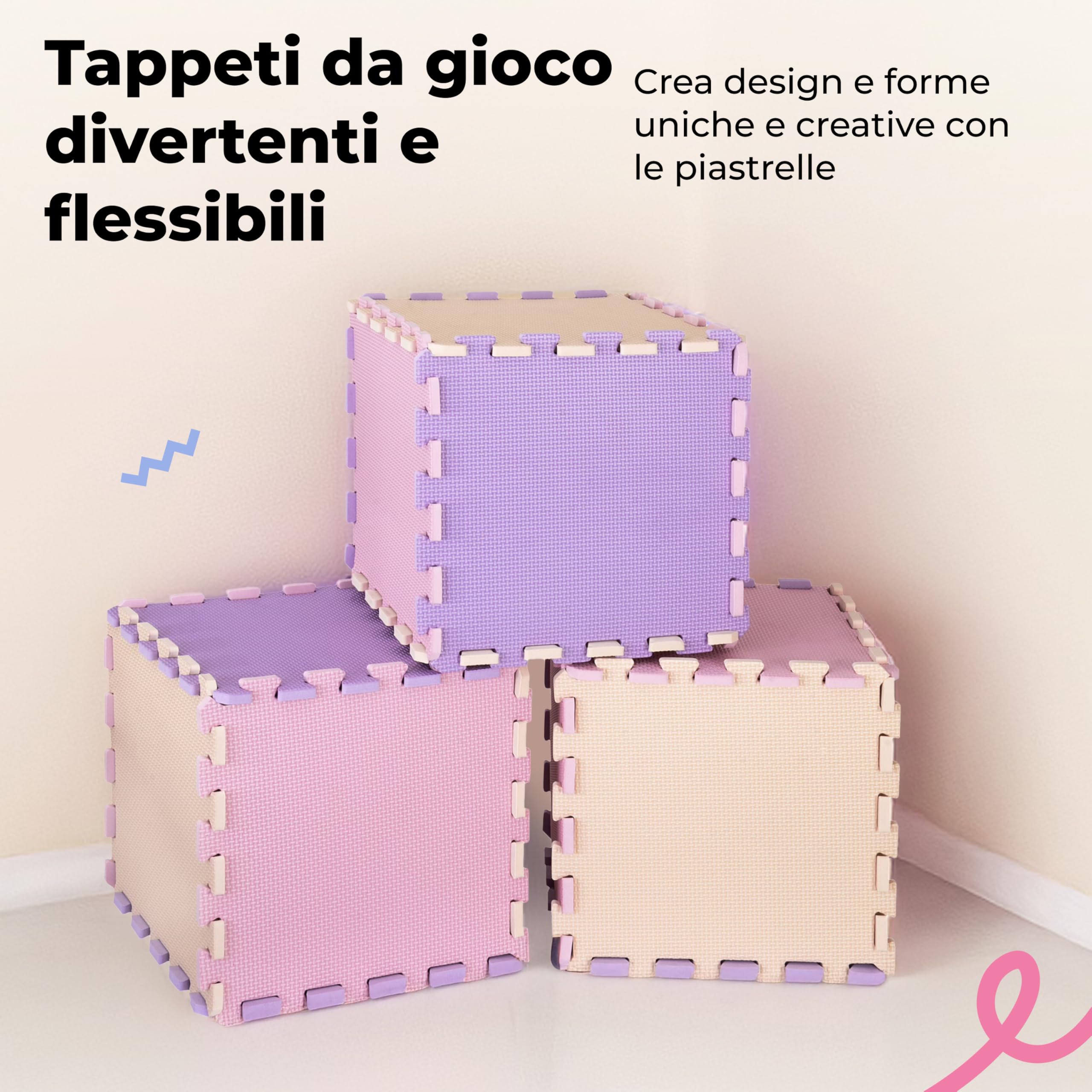 Piastrelle per pavimenti in schiuma atossiche, confortevoli, tappetino da gioco e piastrelle ad incastro 74x74 cm, per gattonare e sviluppare, morbide