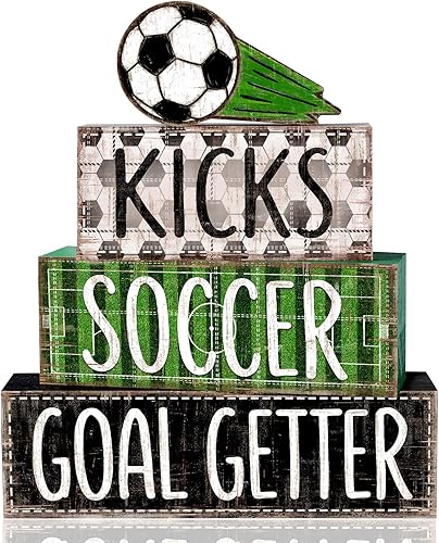 Miniatura 9 de DIYDEC 4 piezas de decoración de mesa de Navidad, árbol de Navidad, letrero de bloque de madera, decoración de bandeja escalonada de Navidad, pieza