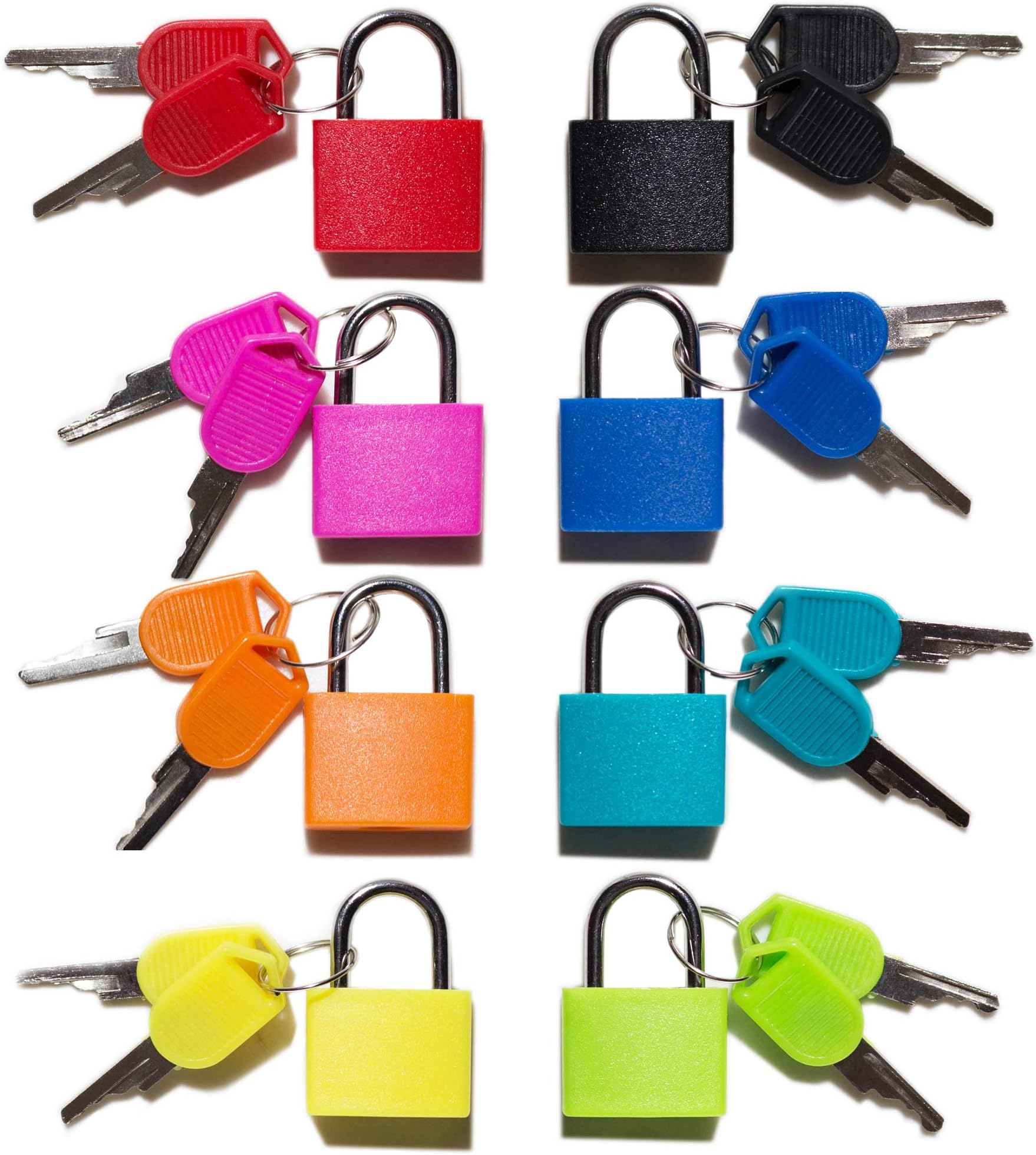 Padlock (8 Pack) Small With Key for Luggage, Backpack, Gym Locker, Suitcase, Classroom Matching Game and More - 8 Colors