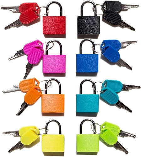 Candado pequeño (paquete de 8) con llave para cerradura de equipaje, mochila, cerradura de casillero de gimnasio, cerradura de maleta, juego de