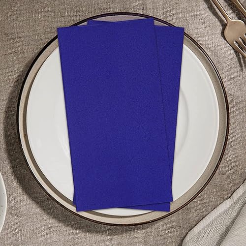 Miniatura 4 de KMAKII Paquete de 100 toallas desechables de tela azul real, como servilletas de lino, toallas de mano de papel blanco para baño, bodas, fiestas,