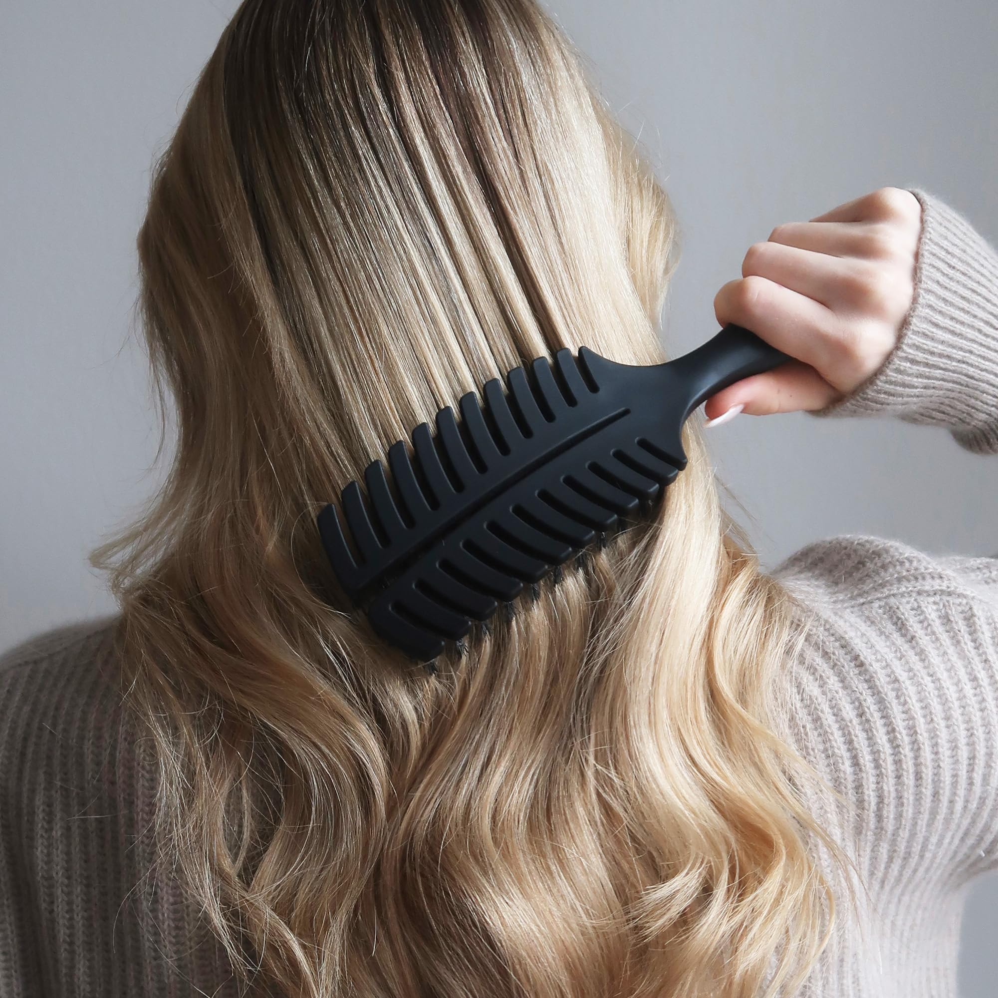 feschi Cepillo de pelo con cerdas veganas - Cepillo desenredador | Sin tirones, ajuste perfecto para la forma de la cabeza, ideal para cabello largo, antiestático, cepillo desenredante