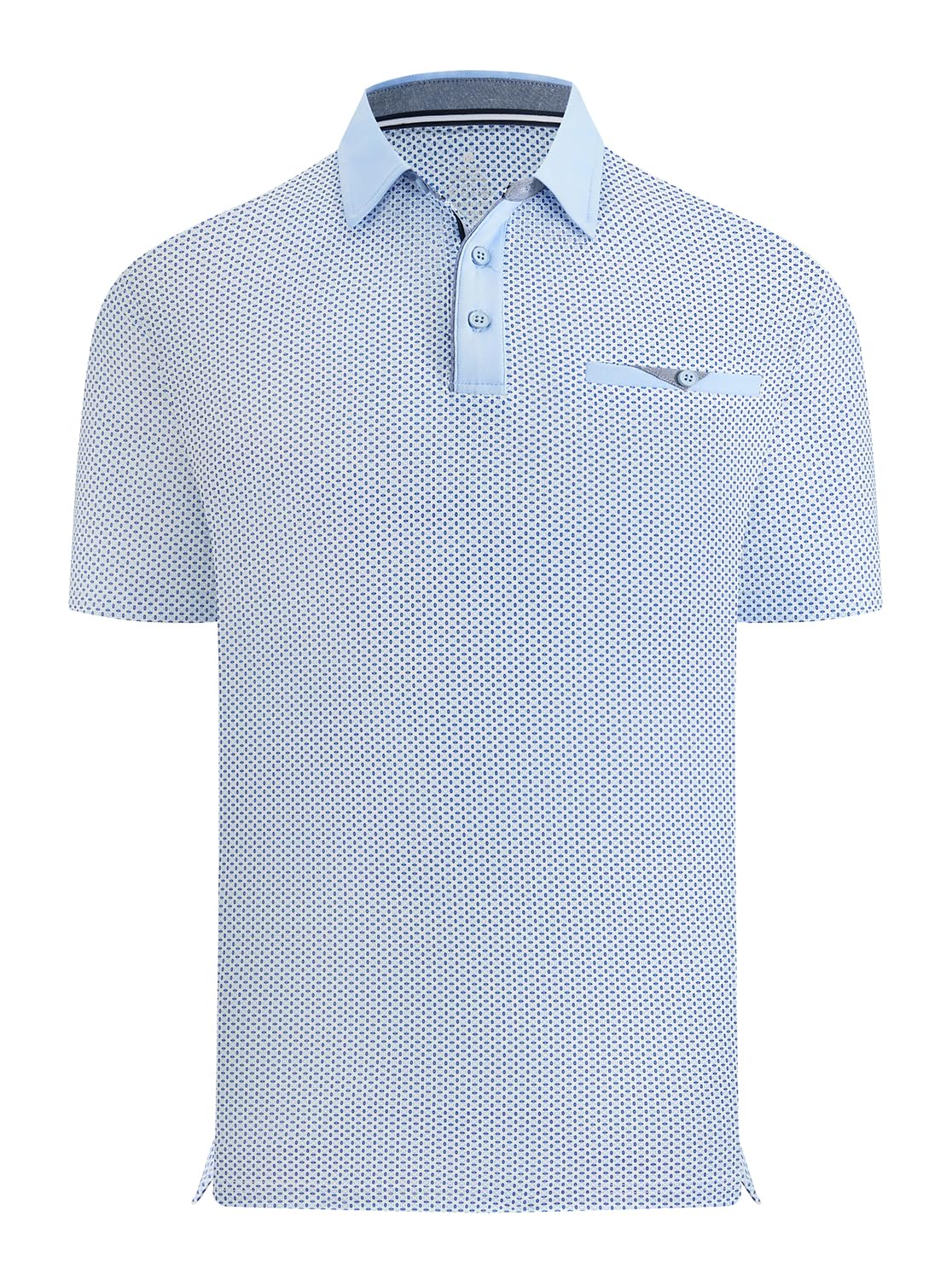Damipow Golf Shirts for Men Dry Fit Short Sleeve Print Collared Polo Shirt