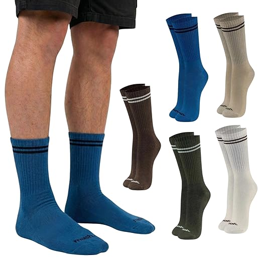 Kit 5 Pares Meia Esportiva Cano Alto Academia Mash Atoalhada em Algodão Masculina