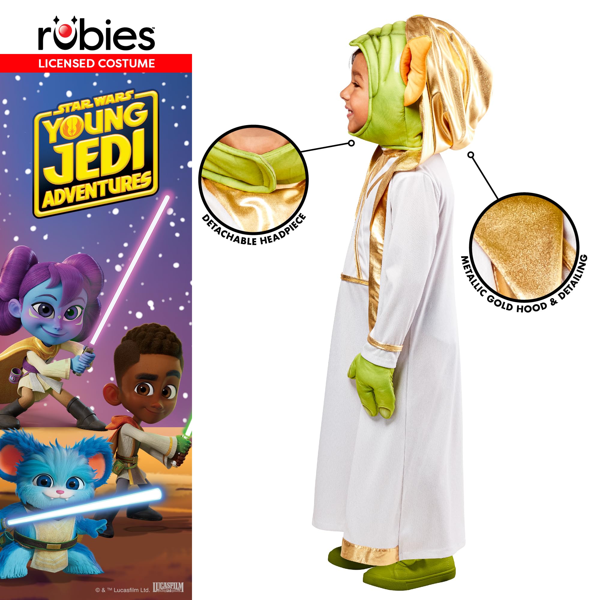 Rubies 1001256XS000 Master Yoda Toddler Costume Star Wars Kids Fancy Dress, Boys, Girls, Multi, 5-6 Years Halloween - Image 3