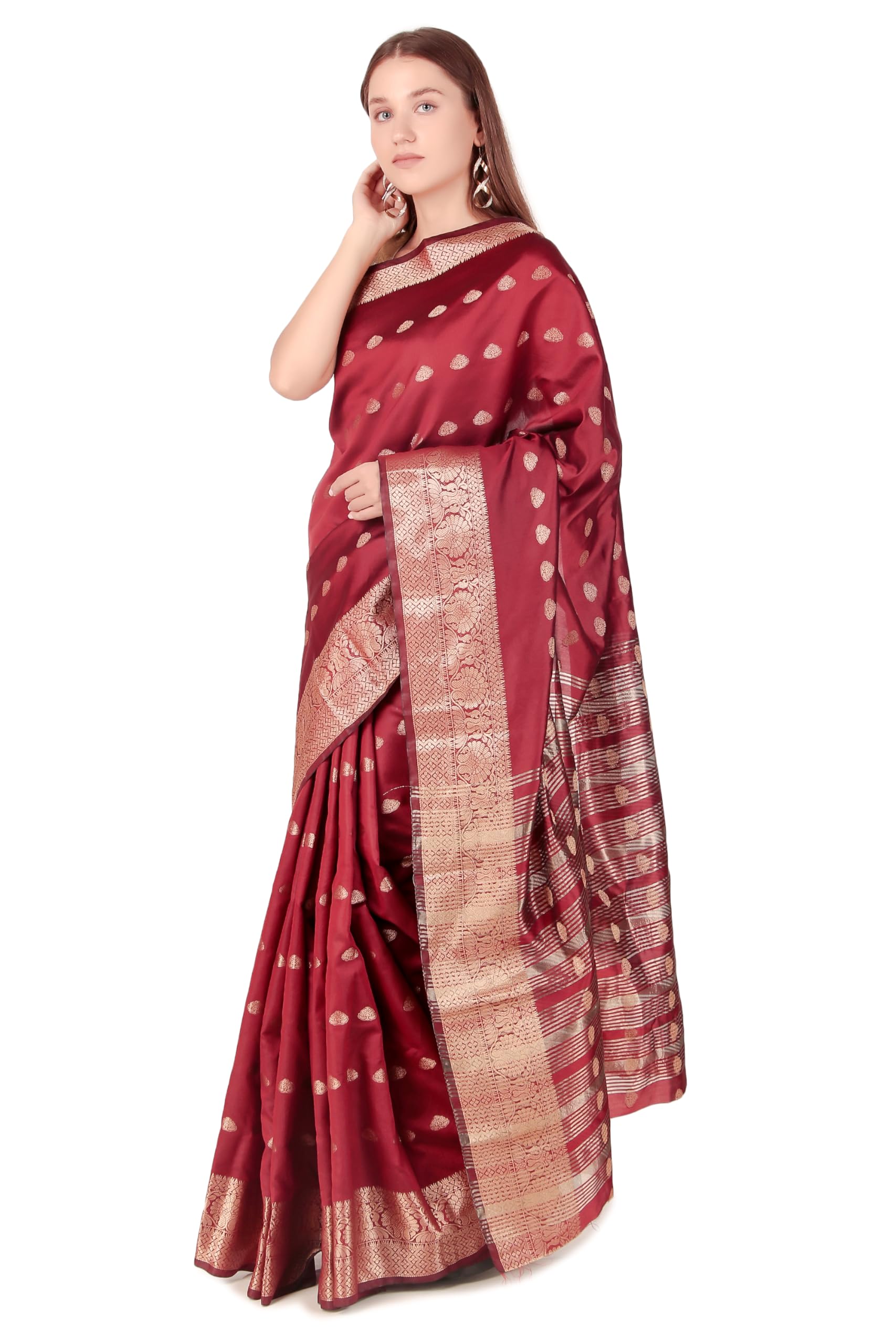 neeah Women's Woven Jacquard Banarasi Silk Saree With Unstitched Blouse Piece (s025_5.50meter)