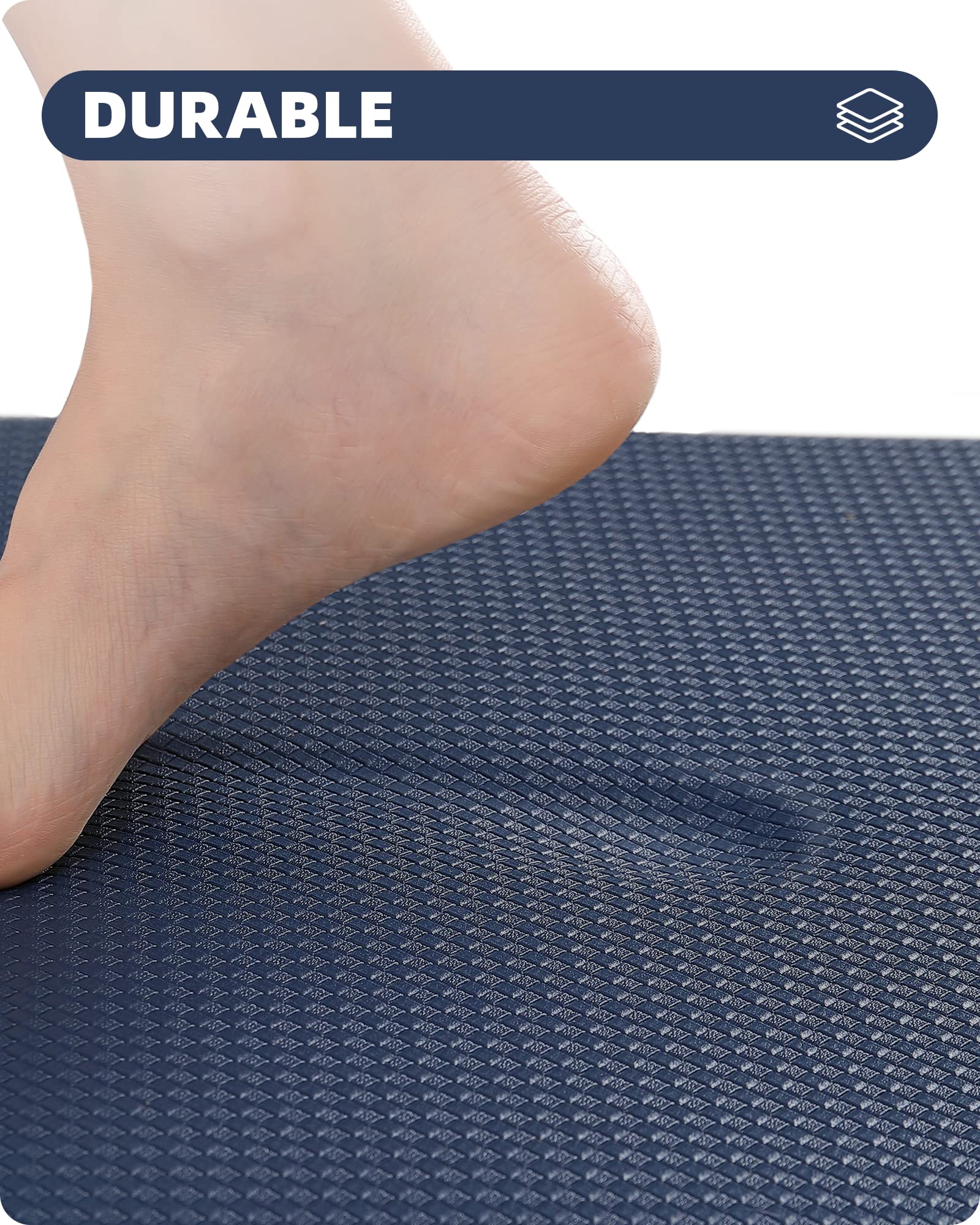 COLG Kitchen Runner Rug, Cushioned Anti Fatigue, Non Slip Padded Kitchen Mats for Floor, 17"x79" Long Foam Kitchen Standing Mat, Waterproof Stain Resistant, Comfort for Kitchen, Sink, Laundry, Blue