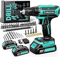 VIWKO 20V Cordless Drill Set with 2 Batteries, Charger, 56PCS Accessories - 25+1 Torque, Variable Speed for Home DIY