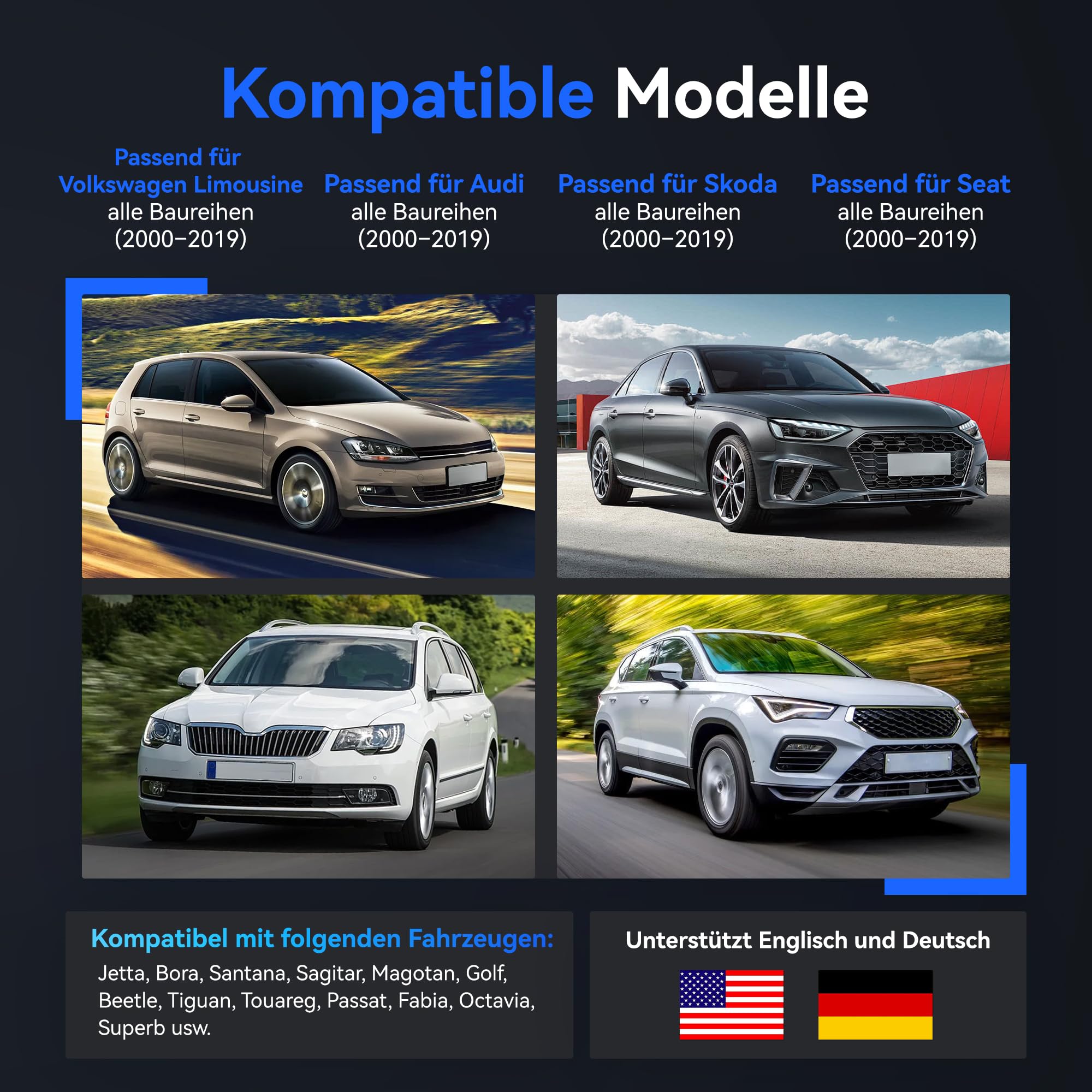 KONNWEI KW350 OBD2 Diagnosegerät für VW Audi Skoda Seat | Diagnosegerät Auto KFZ Fehlercode Auslesegerät mit ABS SRS BMS DKA EPB Öl Reset für VAG Fahrzeuge in Deutsch