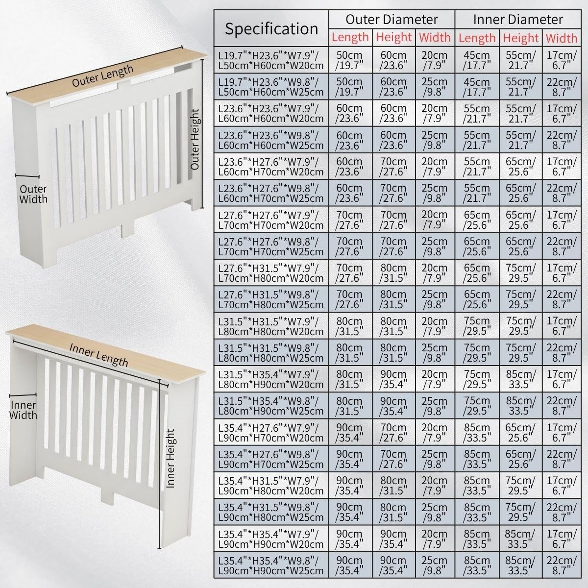 Cubre Radiadores para Radiadores Antiguos,Cubreradiador con Estante y Lamas