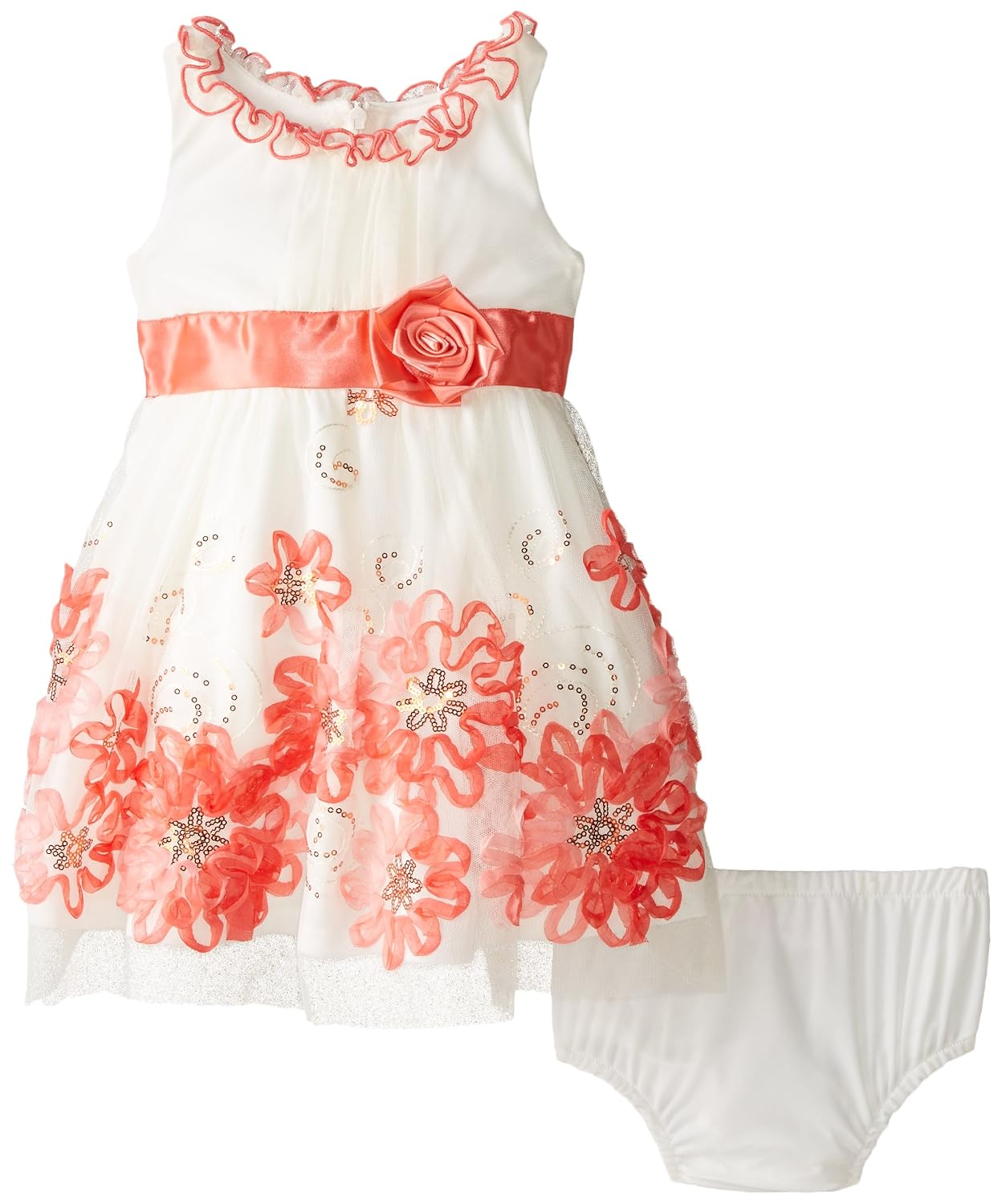 Bonnie Baby Baby Girls' Empire Mesh Bonaz Dress, Coral, 24 Months - Review, Price and Buying Guide