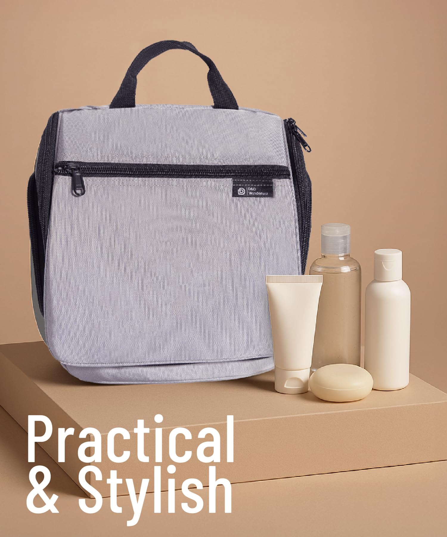 D&D Kulturbeutel zum Aufhängen für Damen und Herren - Kosmetik-, Make-up- und Toilettenartikel-Organizer-Set mit 10 Fächern, Reißverschlüssen, XXL-Metall-Drehhaken, wasserabweisendes Nylon