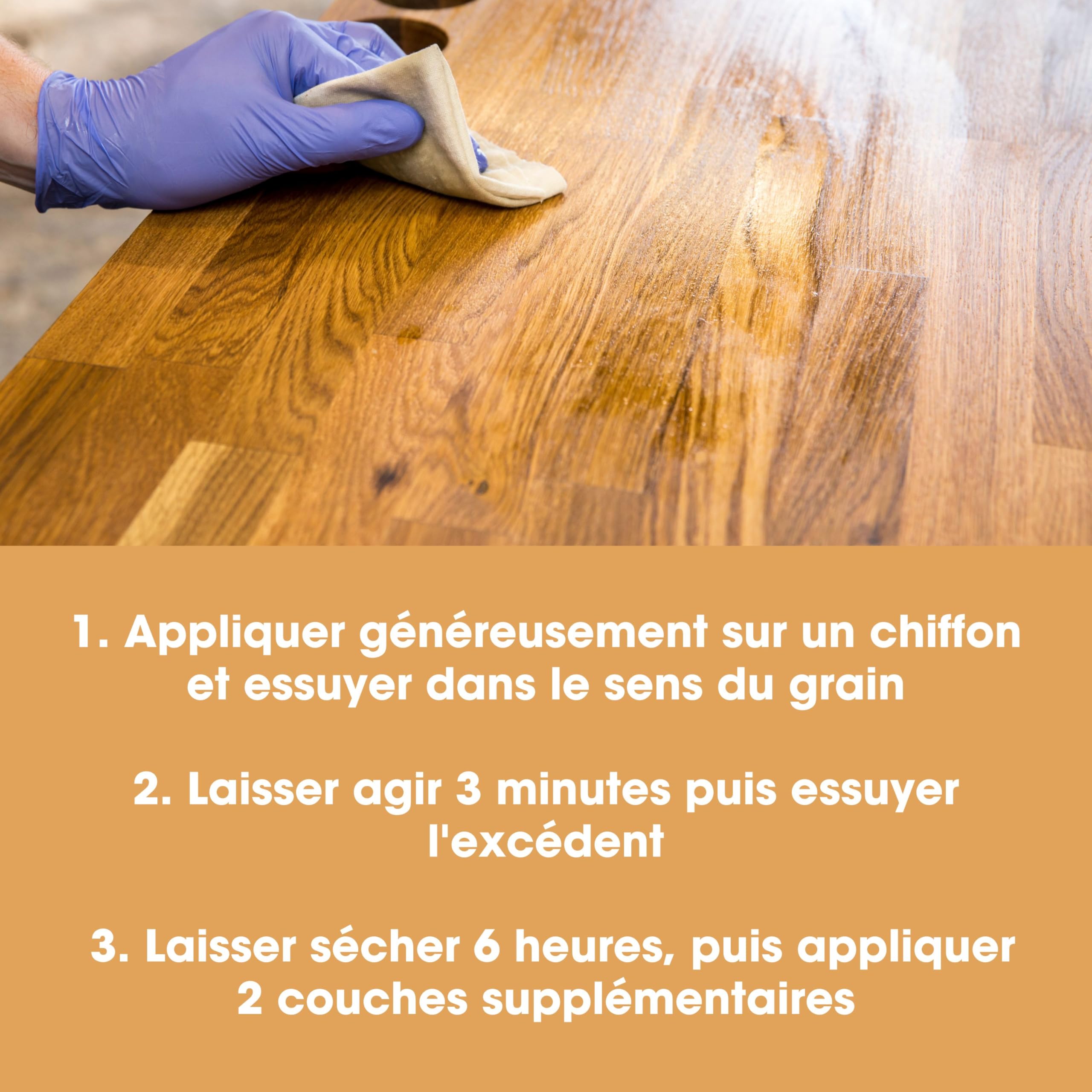 Furniture Clinic Huile de plan de travail 250ml - Huile de séchage rapide sans danger pour aliments pour plans de travail en bois