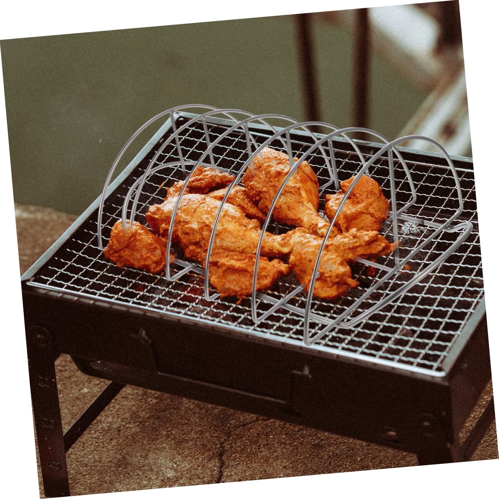 Toddmomy Supporto per Costolette in Acciaio Inossidabile, Griglia per Barbecue Resistente all’Usura, Flusso D’Aria Uniforme, per Picnic e Casa