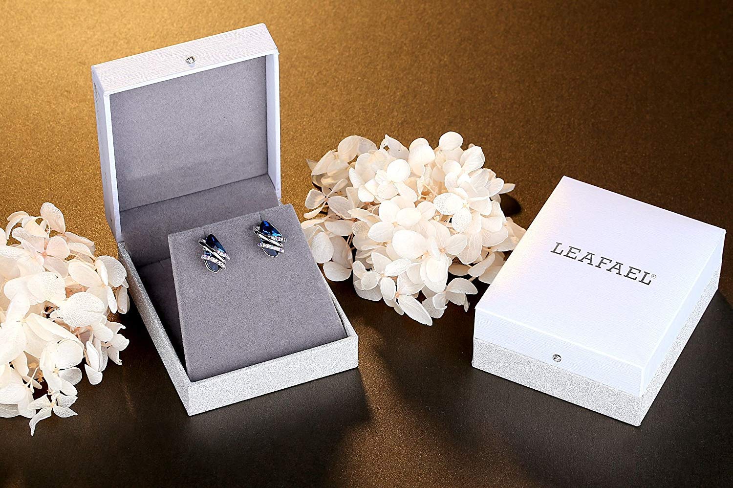 Leafael San Valentín Pendientes Wishstone Mujer con Piedra de Nacimiento, Cristales Curativos, Plata u Oro Rosa Chapado, Sin Níquel y Plomo, Joyería Elegante, Caja de Regalo Incluida