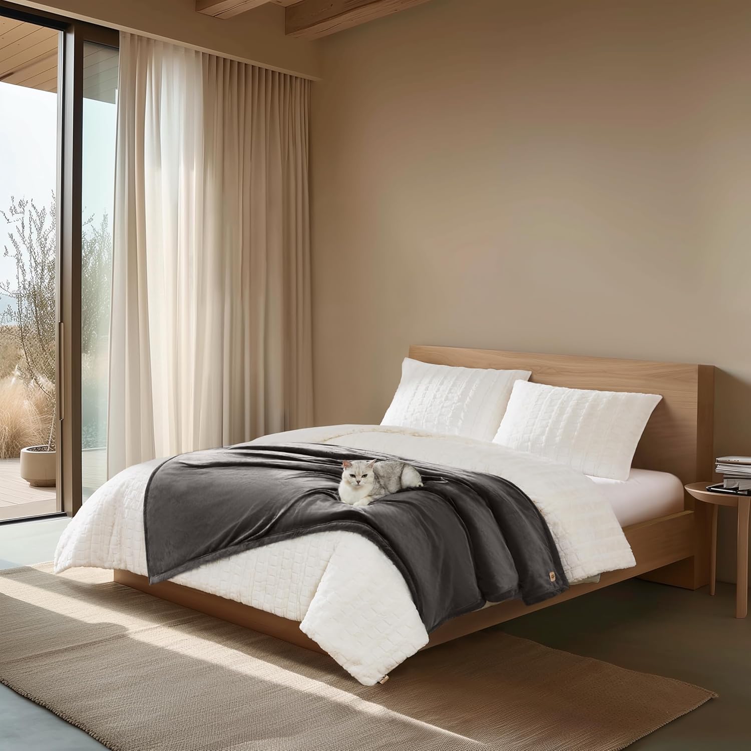 UGG Bliss Throw Blanket Plush Soft Fleece Fluffy Blankets for Bed or Couch Oversized Warm Reversible Machine Washable Medium Weight Home Decor Giftable Throw, 50-inch x 70-inch, Charcoal Grey image 2 of 8 B0BYQ2VS6Z