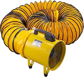VEVOR 220 V wentylator budowlany 250 mm wentylator osiowy dmuchawa osiowa 1750 – 2580 m³/h dmuchawa budowlana do fabryk stoczni piwnic, gospodarstw rolnych, z wężem 10 m