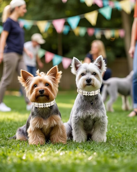 Luxury Martingale Collar for Small Dogs and Cats- No Pull Training Choke Chain Collar with Pearls & Crystals - Bling Dog Necklace Accessory for Pet Yorkie, Chihuahua, Pomeranian