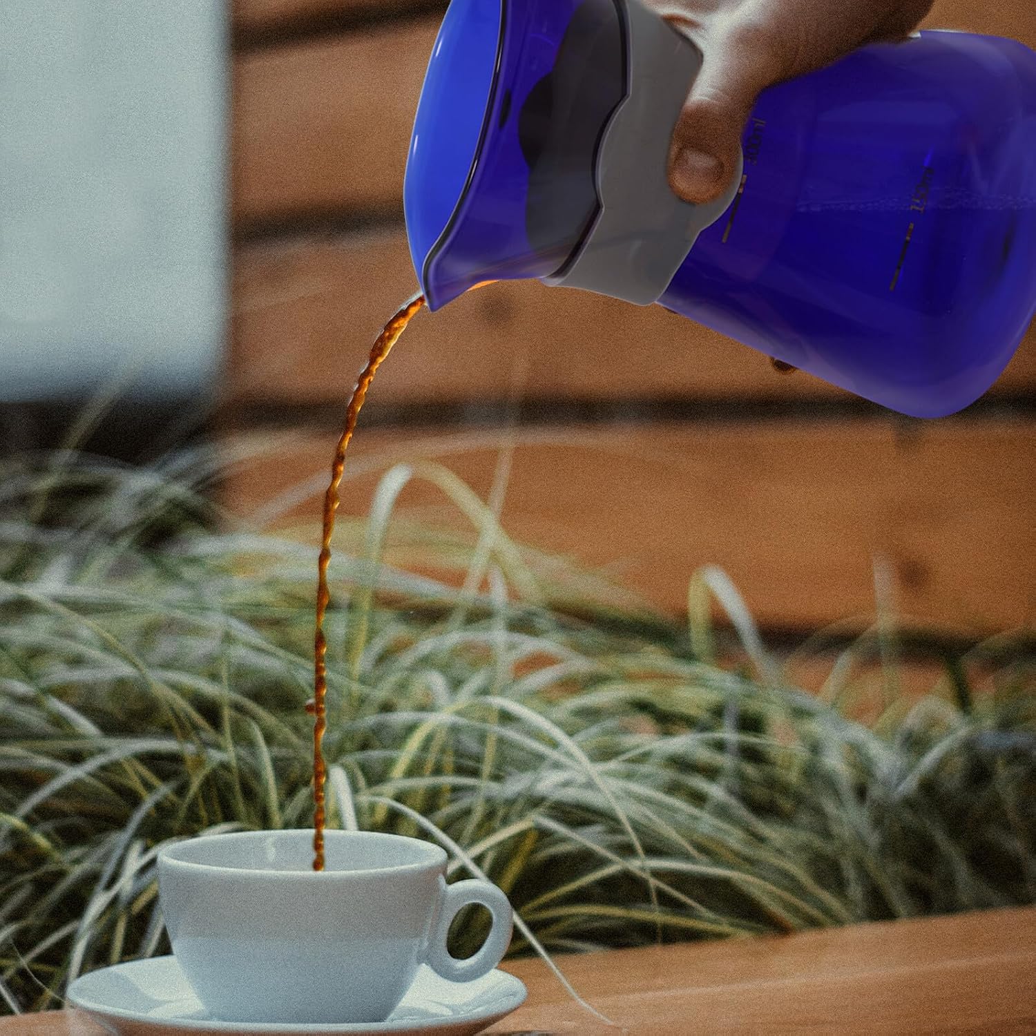 Gem Blue Glass Coffee Pot with Scale Multi-function Household Kettle for Brewing Pouring Heat-resistant Glass with Comfortable Handle Practical Spout Design for Home Use