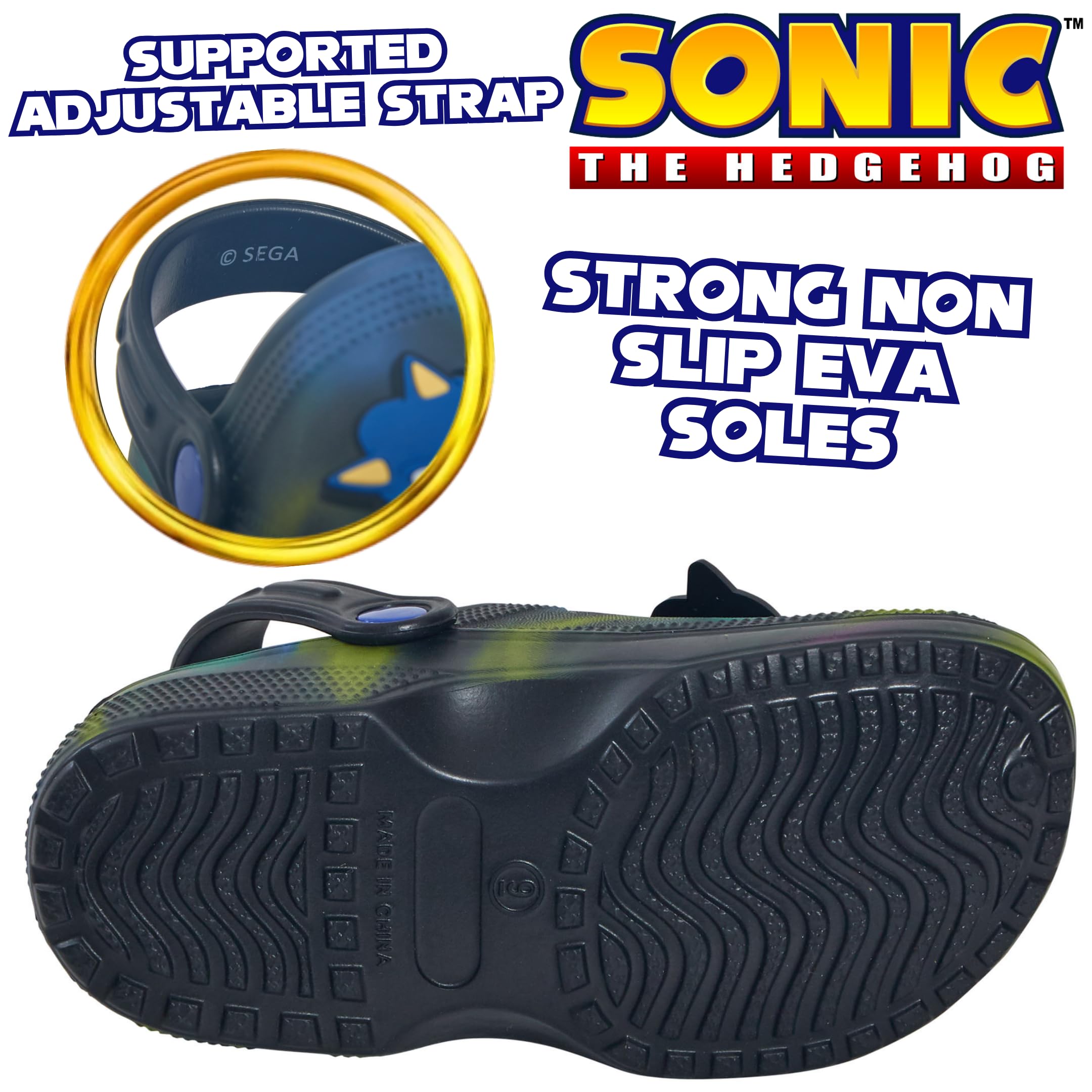 Sonic The Hedgehog Zoccoli Charms Ragazzi Ragazze Sandali Bambini Estate Ciabatte con Cinturino alla Caviglia Scarpe da Spiaggia