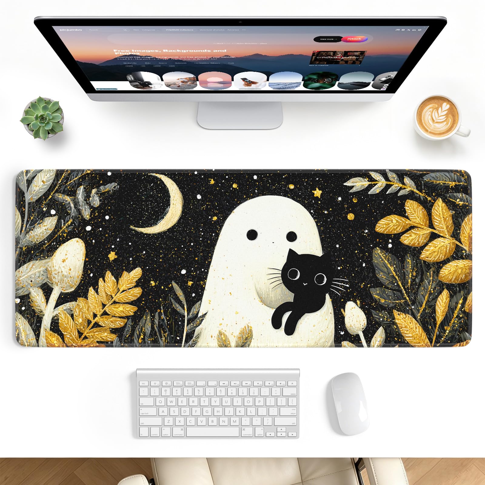 Stanploe Gaming Mouse Pad, Extended Desk Mat, Stitched Edges, Non-Slip Base