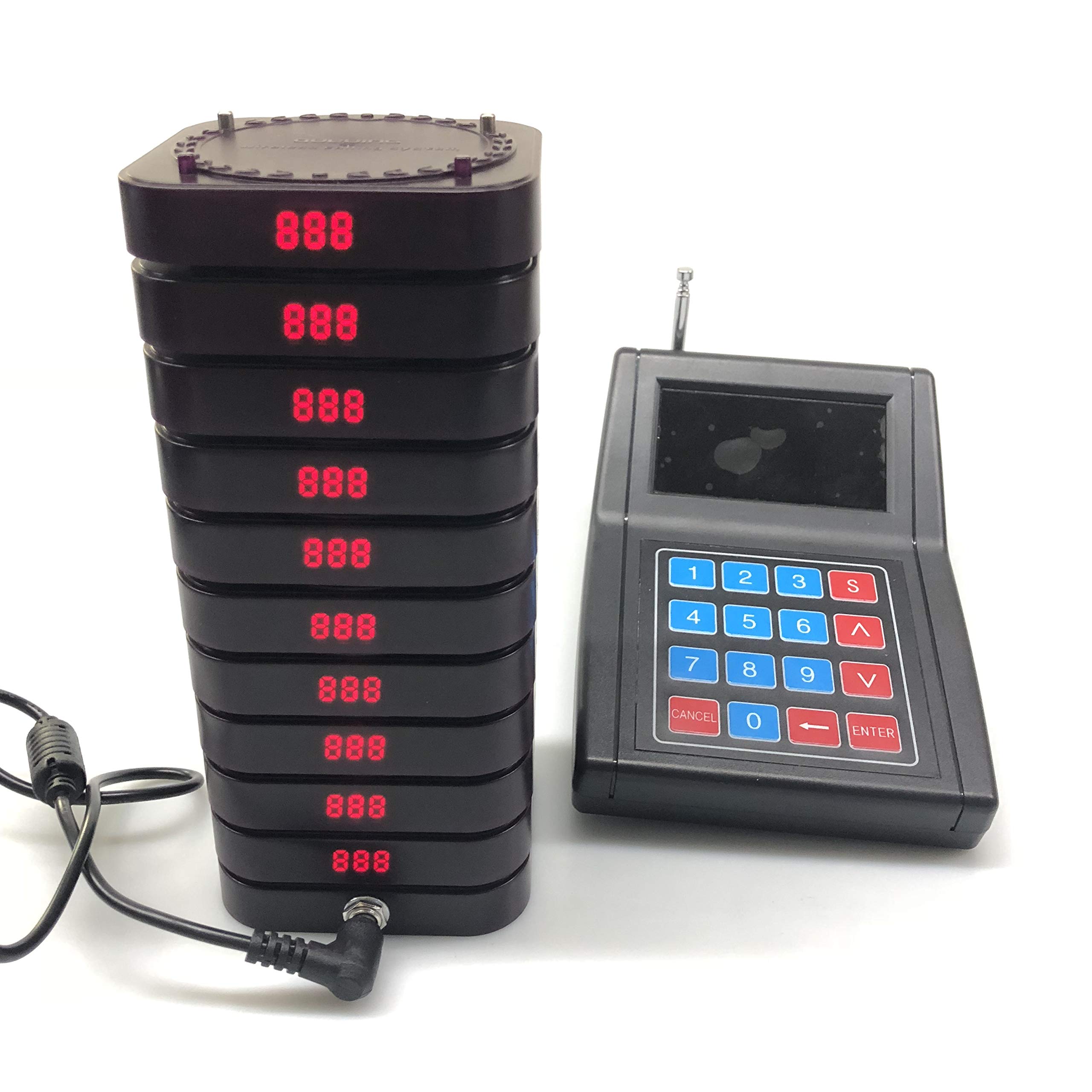 SHIHUI Restaurant Wireless Calling System 30 Colourful Coaster Pager+1 Keypad Transmitter Guest Paging System for Church Cafe Clinic Shop