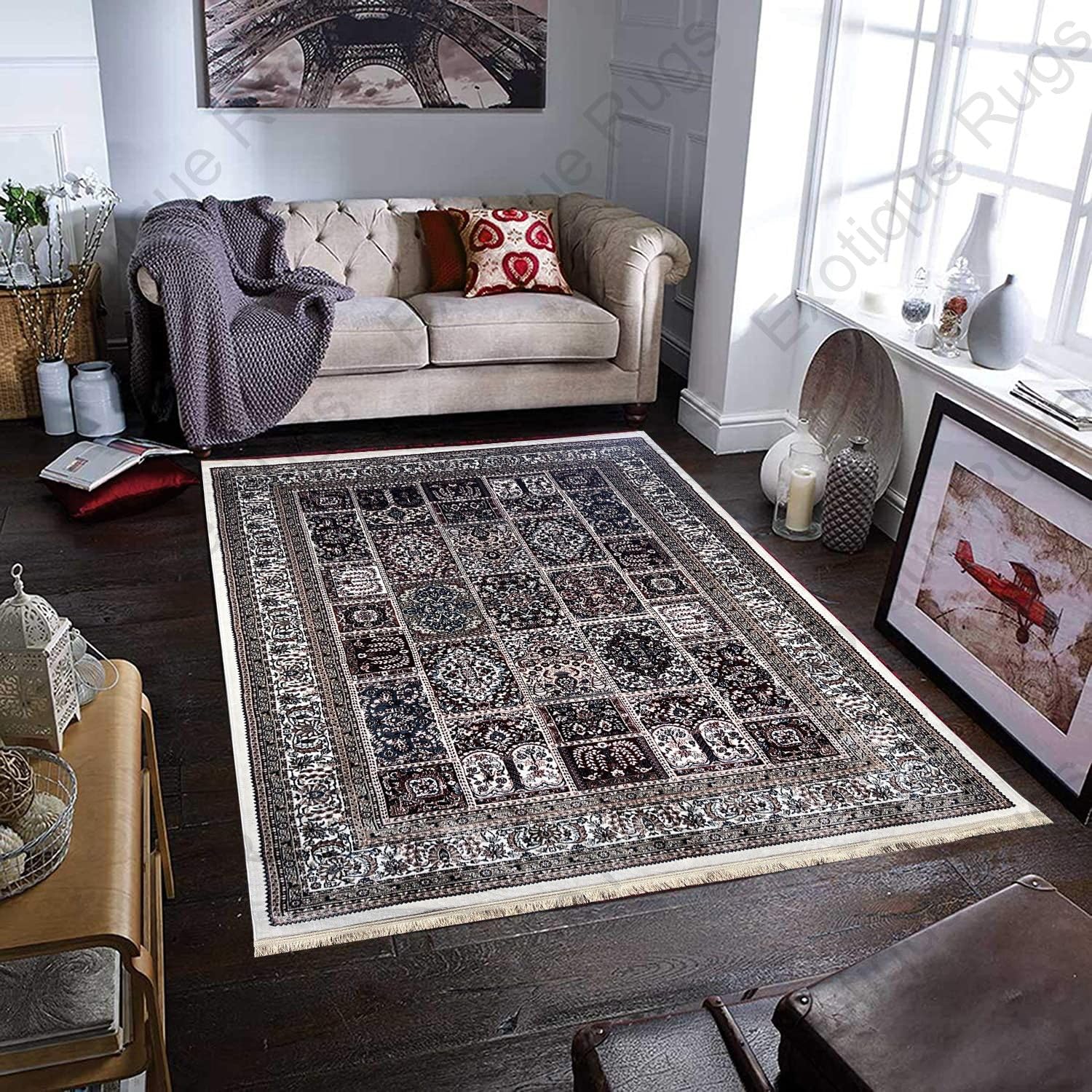 Grand Turkish Carpet – Luxurious Large Area Carpet for Living & Dining Rooms – Off White 9x12 Feet (270x360 cm)