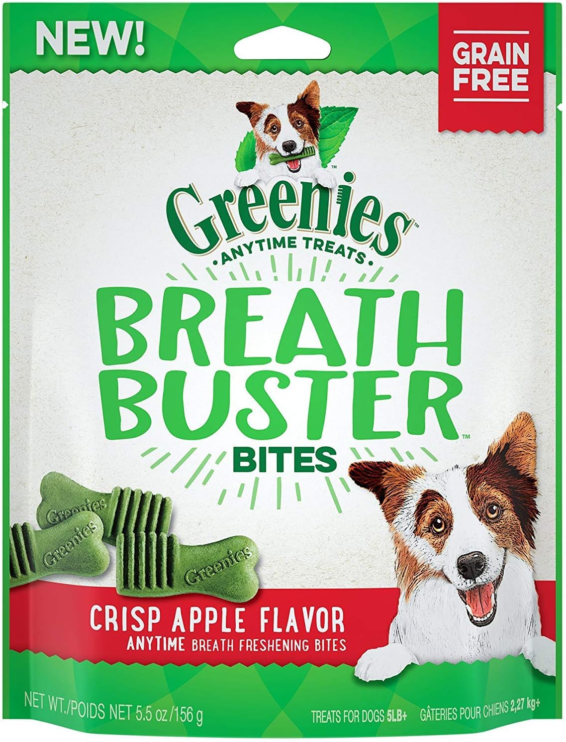 GREENIES BREATH BUSTER Bites Crisp Apple Flavor Treats for Dogs 5.5 Ounces