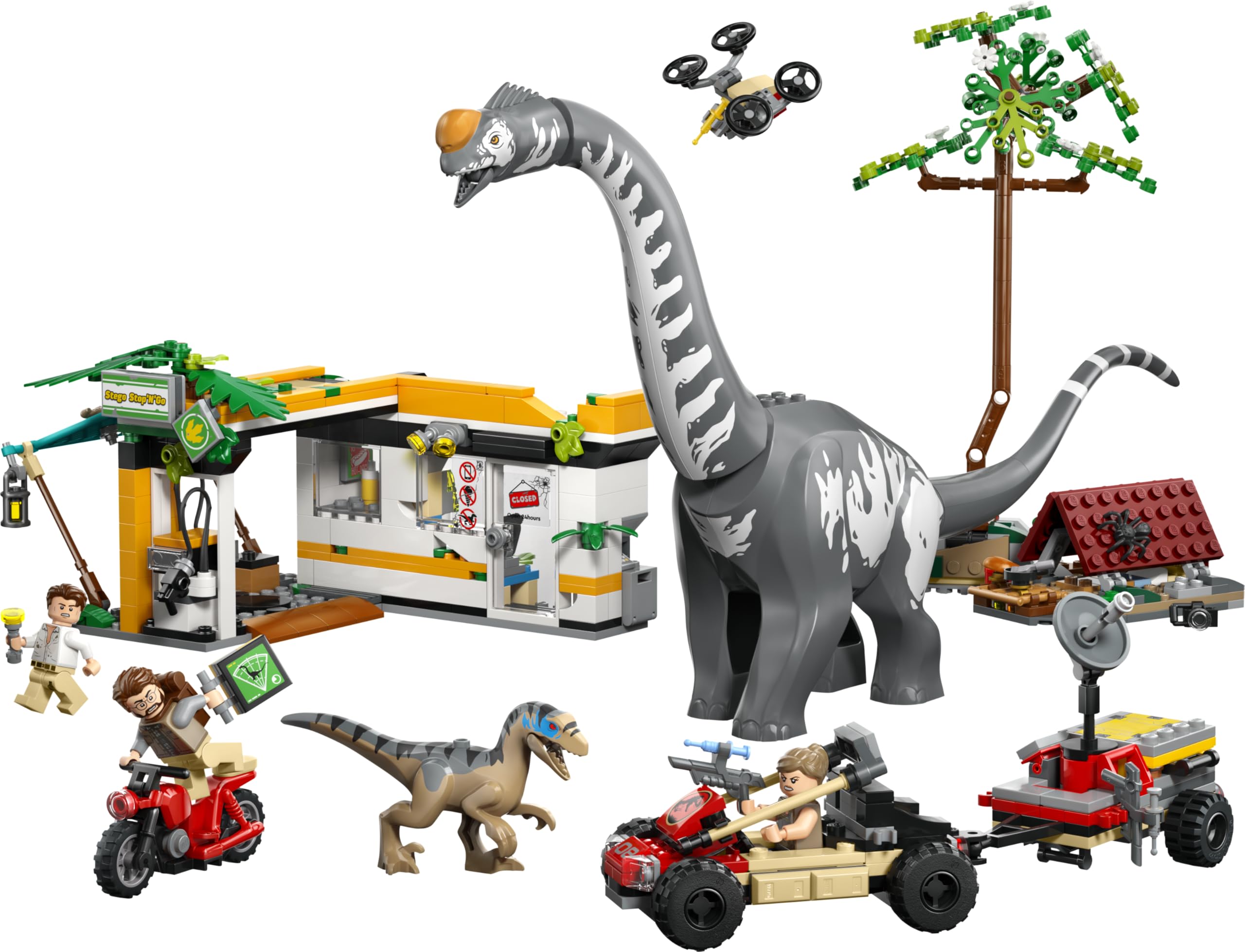 LEGO Jurassic World Na tropie tytanozaura i raptora 76973 | Figurki dinozaurów i pojazdy, zabawka dla 7-latka, prezent dla chłopca lub dziewczynki, klocki dla dzieci, 582 elementy