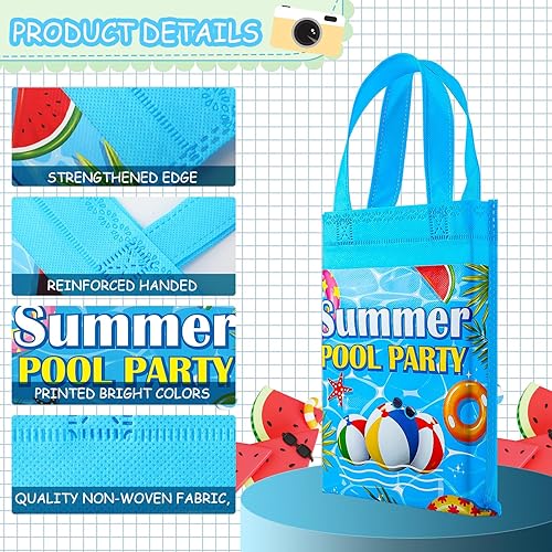 Miniatura 4 de Hillban 18 bolsas de regalo de verano para fiestas de verano, bolsas de regalo de fiesta en la piscina, bolsas de regalo reutilizables de verano,