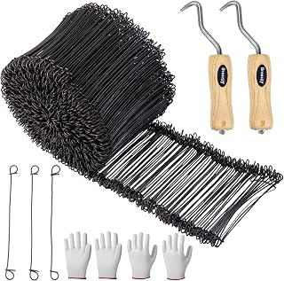 Breezliy 500pcs 6" Double Loop Rebar Wire Ties, 16 Gauge Rust-Resistant Steel Bar Ties with Twister Tool & Gloves for Concrete Construction