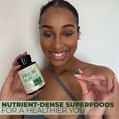 Miniatura 7 de Cápsulas orgánicas de espirulina y clorella, cápsulas de espirulina con polvo de clorella para apoyo inmunológico, antioxidante y energético.