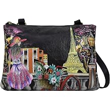 Anna by Anuschka Womens Original Genuine Leather Hand-Painted Leather Small Zip Around Crossbody - Leather Handbag for Women