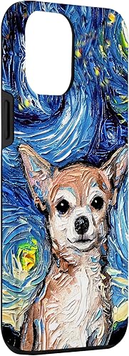 Miniatura 3 de iPhone 14 Pro Max Tan Pelo Corto Chihuahua Noche Estrellada Lindo arte de perro por Aja Case