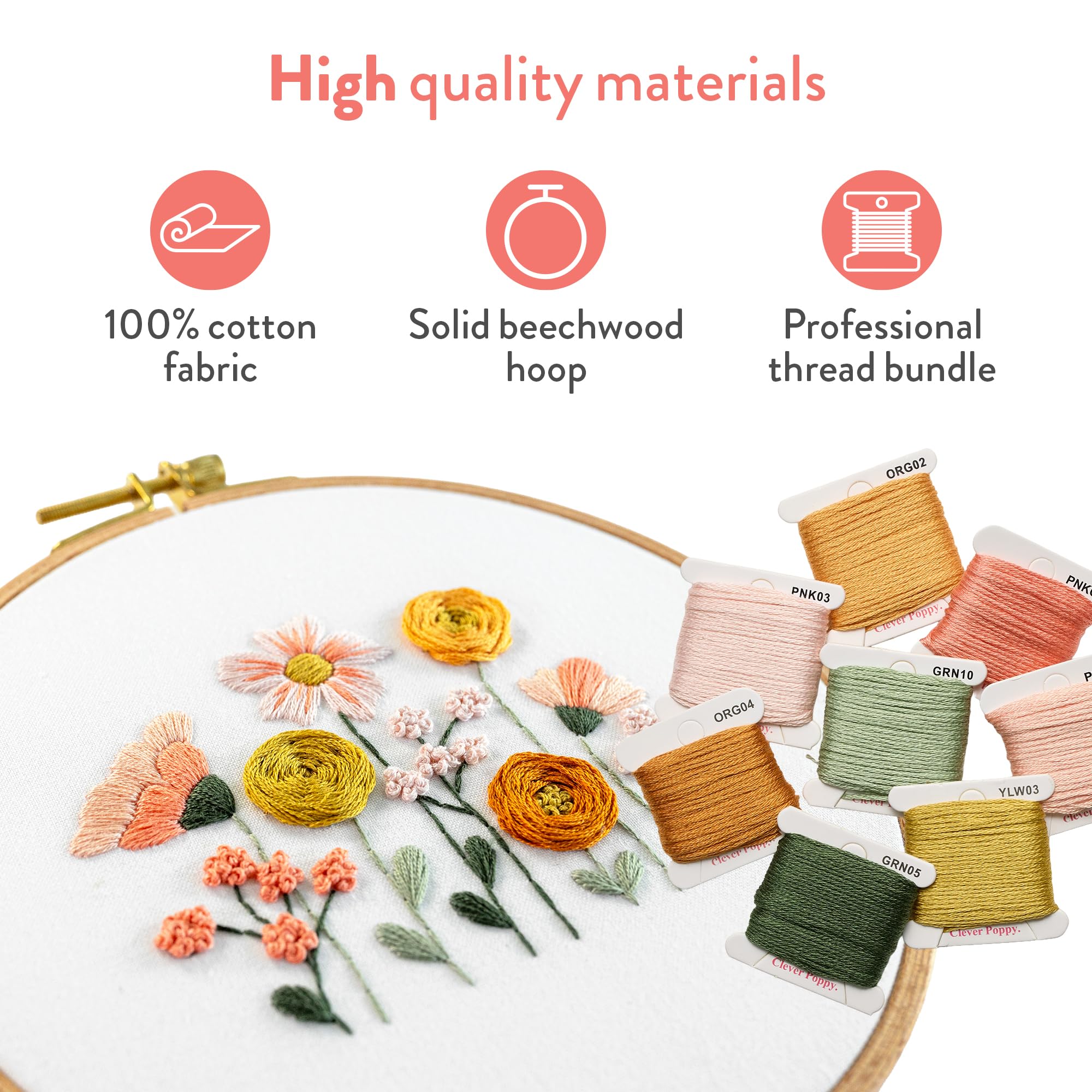 Beginner Embroidery Kit - Sunset Meadow -6 Beginner Embroidery Kit - Sunset Meadow -6