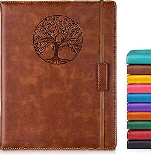 Lined Journal Notebook for Women Men,256 Pages A4 Large Hardcover Leather Journals for Writing,Travel,Business,Work,School,College Ruled Notebooks for Note Taking,Diary Notepad 8.6"×11" (Brown)