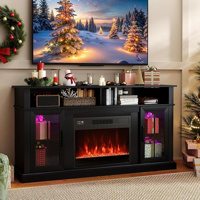 Soporte para TV con Chimenea Eléctrica COSTWAY 65" miniatura 2