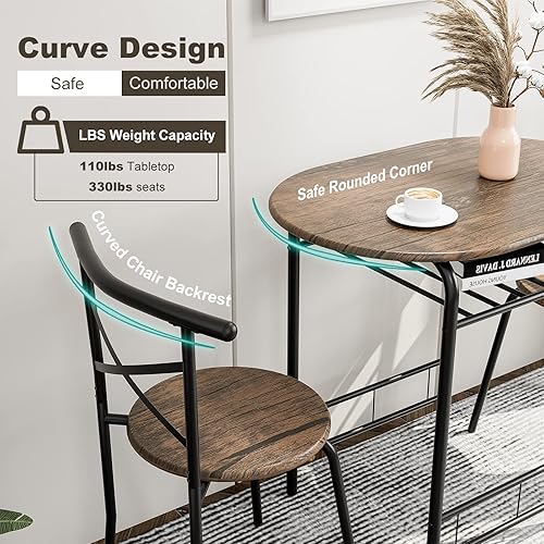 Miniatura 3 de Juego de comedor de 3 piezas para 2 mesas pequeñas de desayuno de cocina sillas de madera y mesa que ahorran espacio para apartamento comedor con