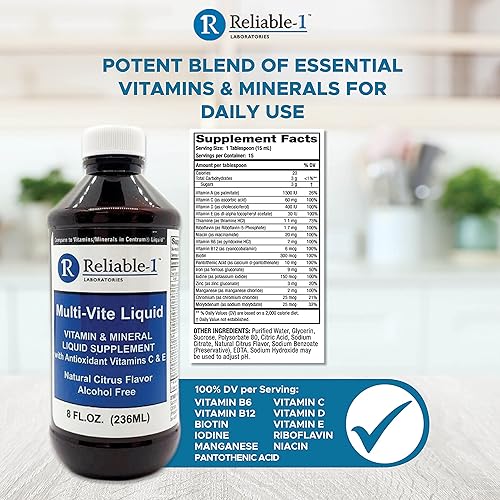 Miniatura 7 de Reliable-1 Laboratories Multi-Vite Multivitamínico líquido para adultos Vitaminas líquidas Suplemento antioxidante para inmunidad, metabolismo y