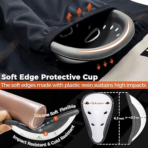 Miniatura 4 de COOLOMG Pantalones cortos deslizantes de béisbol para hombres y adultos con copa atlética acolchada deslizante, para sóftbol, fútbol, hockey