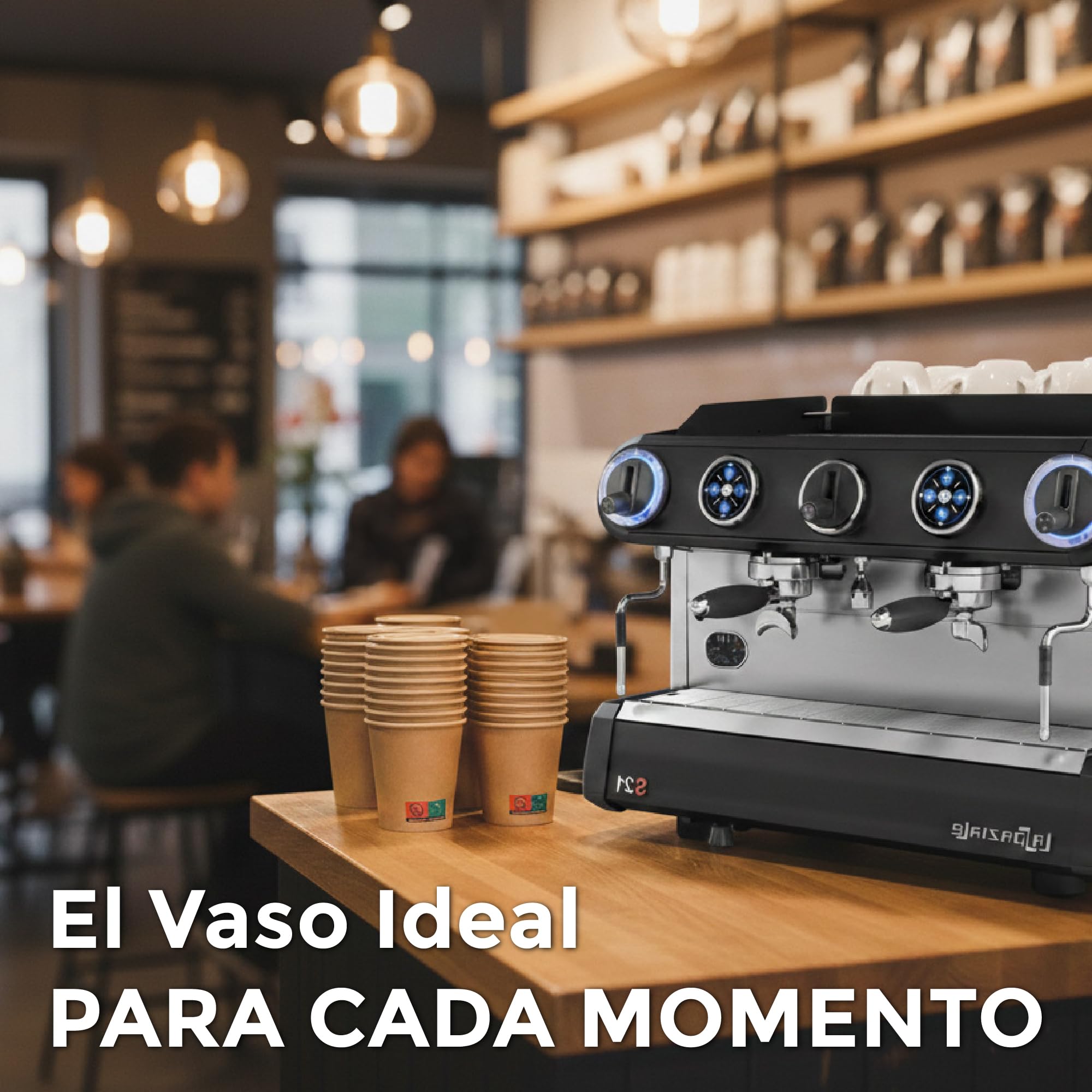 GASTROTOMI Vasos Cafe de 120 ml – 100 Unidades y 100 Paletinas Cafe Desechables de Madera con Funda, Vasos Desechables para Espresso, Degustaciones y Oficina – Vasos Carton Kraft – Pack Completo — view 8