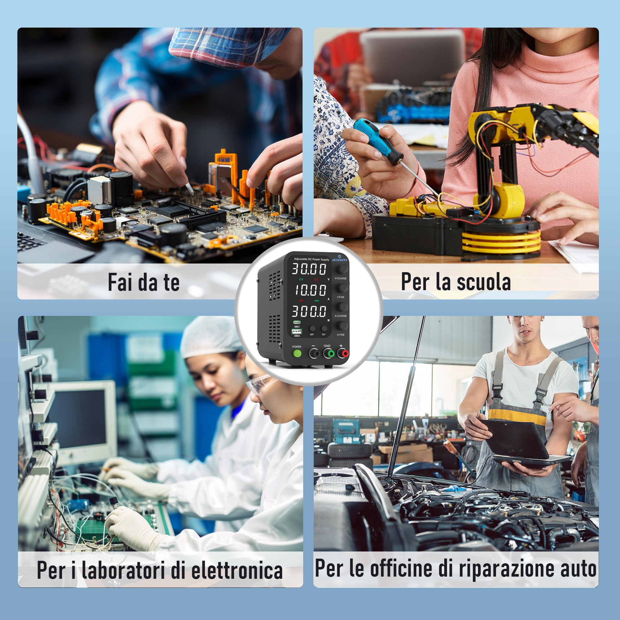 Alimentatore da Banco Variabile 32V 10A SPS-3010V con Ricarica Rapida USB Type-C 20W