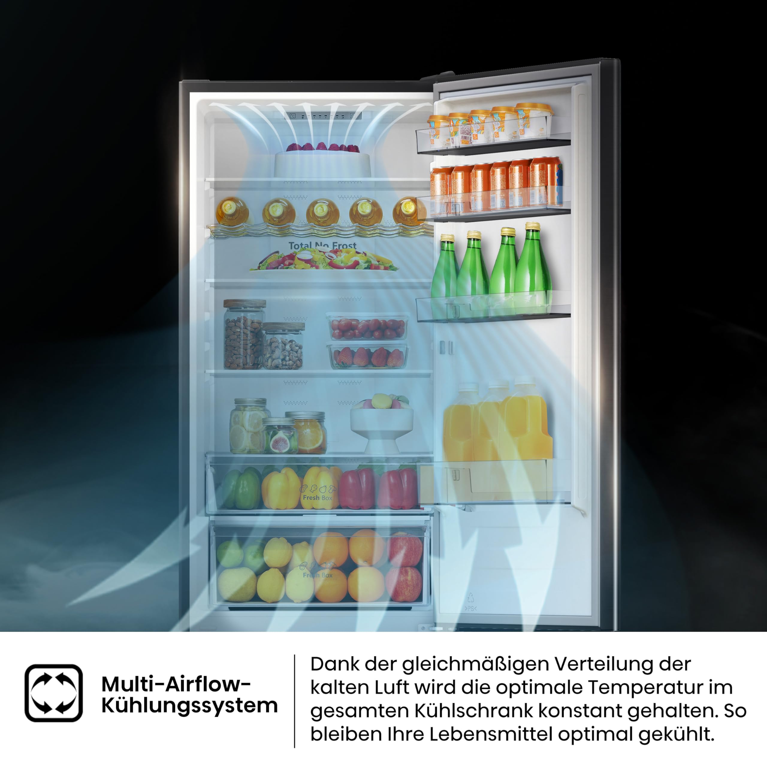 Hisense RB440N4AFA Kühl- Gefrierkombination/Total NoFrost/Multiflow 360°/ Flaschenhalter/Holiday Mode/FreshZone/(178+78)/ Essential/BxHxT: 59 – Bild 8