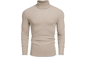 Mens Designer Stylish Knitted Turtleneck Long Sleeve Ribbed Turtleneck Pullover Sweater Thermal Casual High Neck