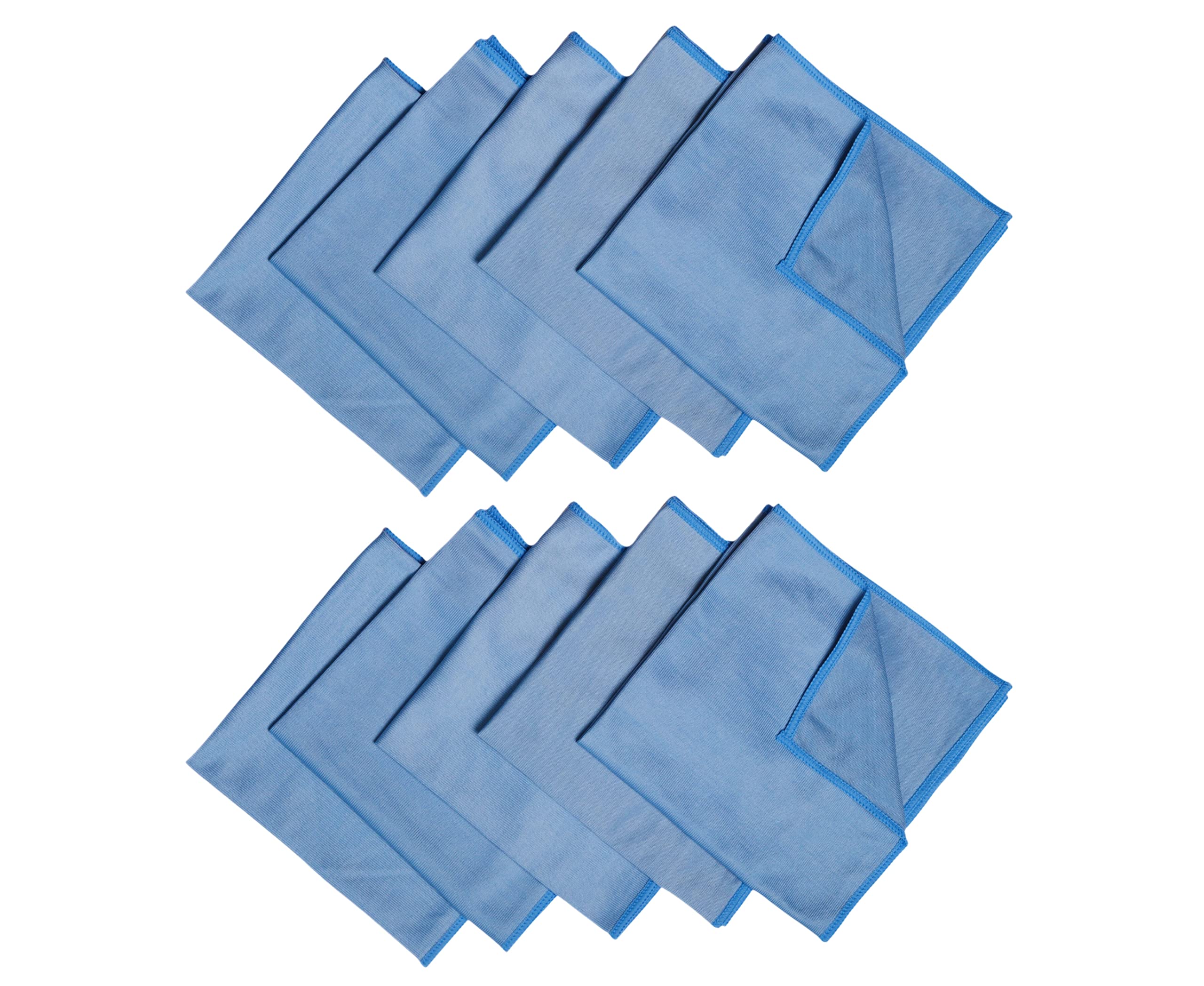 MAXOSHINE Glass Cleaning Cloth for Car Windows Windshield Mirrors- Microfiber Glass Towel for Glassware Ceramic Tiles Cleaning-16 x 16 inch-Mirror Cleaning Cloth (Set of 10-Blue)
