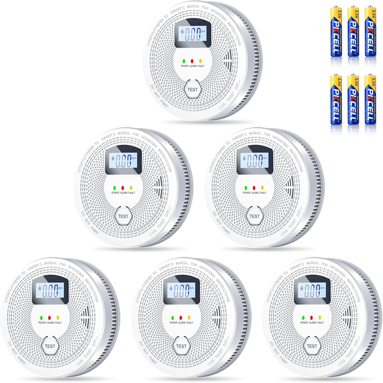Smoke Detector and Carbon Monoxide Detector Combo with LED Indicators, 2 in 1 CO & Smoke Alarm, Battery Operated Smoke and Carbon Monoxide detectors 6-Pack